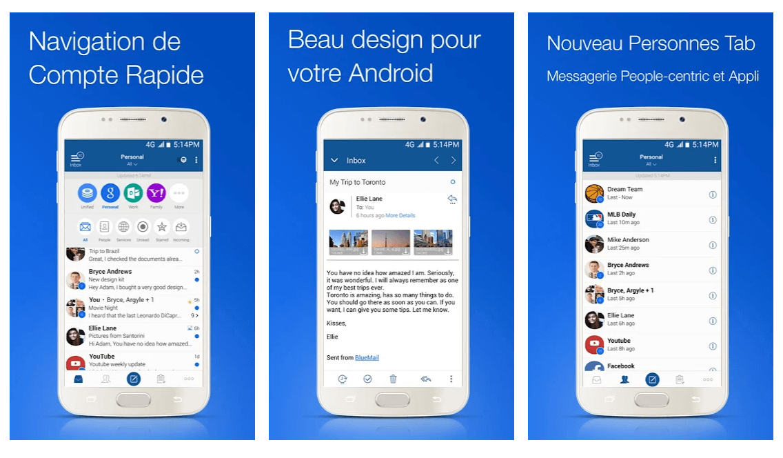 Blue Mail Email Courriel Agenda Calendrier App